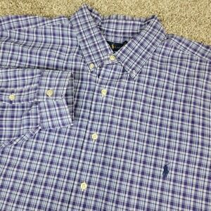 Ralph Lauren Mens 3XB Blue Plaid Pony Button Down Long Sleeve